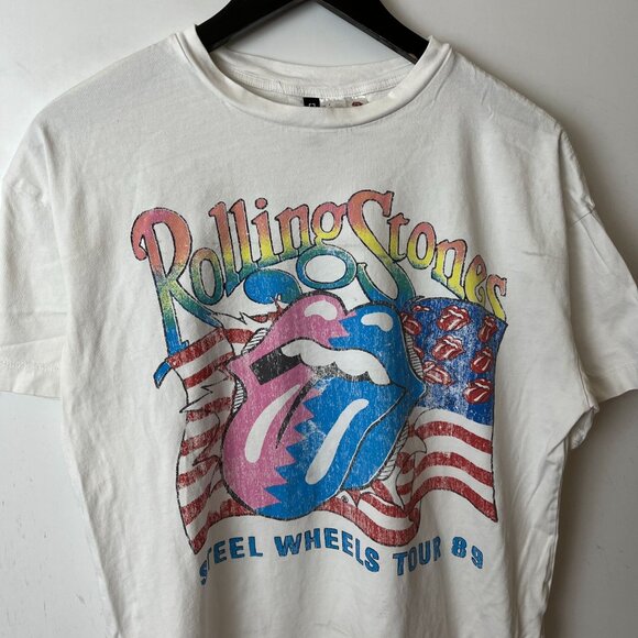 The Rolling Stone Steel Wheels Tour T Shirt Womens White Small S Single Band - Picture 9 of 16